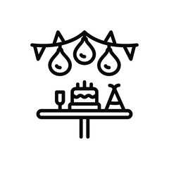 Black line icon for party birthday
