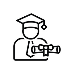 Black line icon for scholarship 
