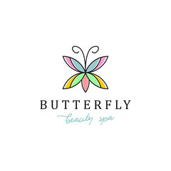 Simple modern design butterfly logo for fashion and beauty spa and massage wellness