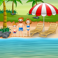 Obraz na płótnie Canvas The family having fun in summer holiday