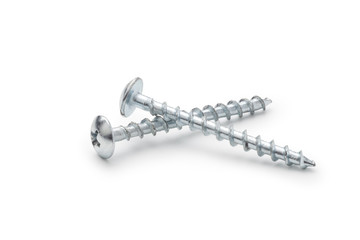 Metal screws isolated on white background