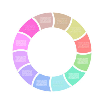 Circle infographic isolated on white background. Business template for presentation. Vector illustration in flat design 16 parts.