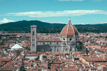 Fototapeta na wymiar Aerial panoramic view of Florence city and Cattedrale di Santa Maria del Fiore