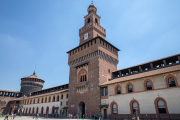 Panoramic view of exterior of Sforza Castle