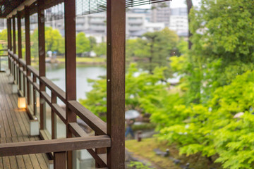 雨の徳川園と庭園