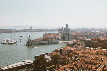 Panoramic view of Venice city and Basilica di Santa Maria della Salute