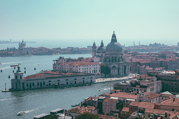 Panoramic view of Venice city and Basilica di Santa Maria della Salute