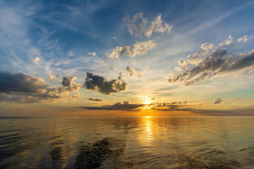 Sunset on Lake Peipsi. Pskov region. Russia