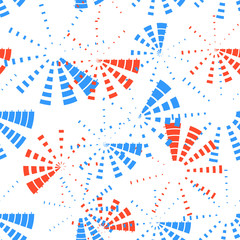 Seamless pattern of geometric shapes in blue and orange