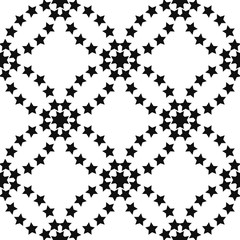 Monochrome geometric seamless vector pattern with stars on white background. Vector illustration.