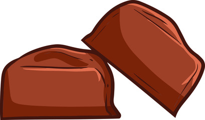 Funny and yummy two chocolate block from frontal sidel view