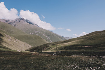 Close up view mountains scenes in national park Dombai, Caucasus