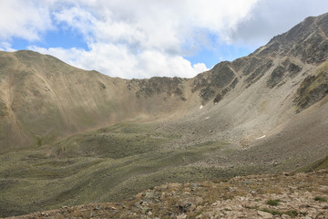 Closeup view of mountains scenes in national park Dombay, Caucasus