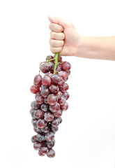 Red grapes on a white background