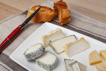 goat's milk cheeses with toast