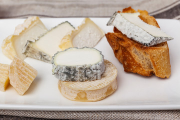 french goat's milk cheeses with toast