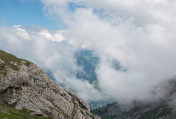 Fototapeta na wymiar Panorama view of mountains scene from top Pilatus Kulm in Lucerne