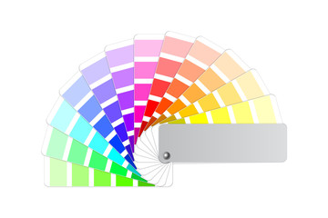 color palette guide, light and shades tint colored fanned sample swatch book, stock vector illustration clip art template isolated on white background
