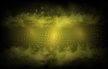 abstract background of golden particle line and smoke