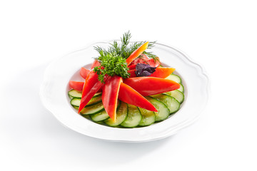 Assorted Fresh Vegetables with Sweet Bell Peppers and Greens