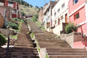 Fototapeta na wymiar peru puno ecuador travel adventure stairs stone ancient 