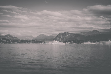 Panorama of Lucerne lake and mountains scene in Lucerne, Switzerland