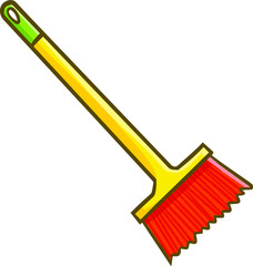 Cute and funny yellow red plastic broom for cleaning your interior