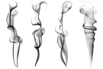Black cigarette smoke brushes on white background © Александр Ковалёв
