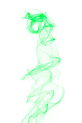 Abstract green smoke isolated on white background