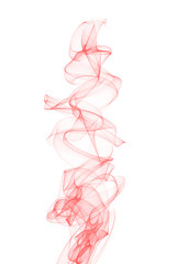 Red smoke isolated on white background. Beautiful smoke brush