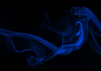 Blue smoke movement abstract on black background, darkness concept