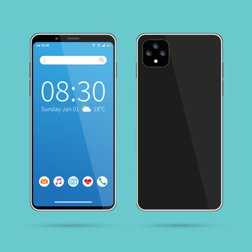 Smartphone mockup isolated on blue background
