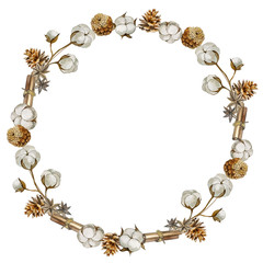 frame watercolor cinnamon cotton cones