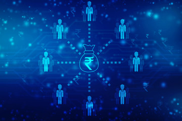 Crowd funding concept with Indian Rupee, Financial concept background, Crowd Funding Money