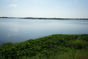 The view of the reservoir in the sky against the backdrop of Thailand