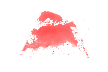 Abstract red watercolor blot. Red brush