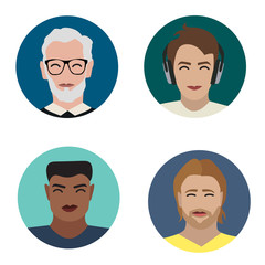 Set of avatars with men