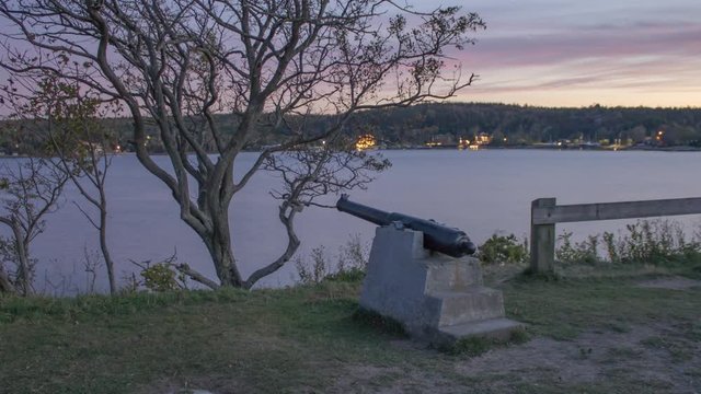 Halifax, Nova Scotia- Cannon at Point Pleasant Park Timelapse at Night