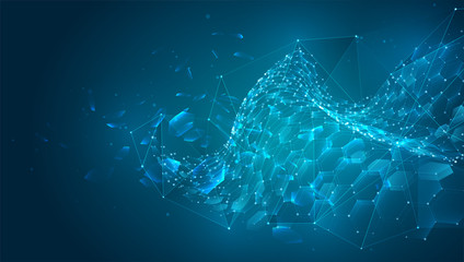 abstract vector background with hexagons. landscape of the virtual world. 3d design