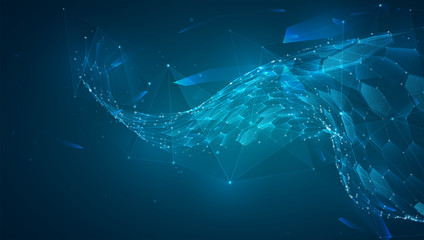 abstract vector background with hexagons. landscape of the virtual world. 3d design