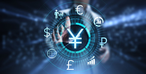 YEN symbol Forex trading currency exchange business finance concept.
