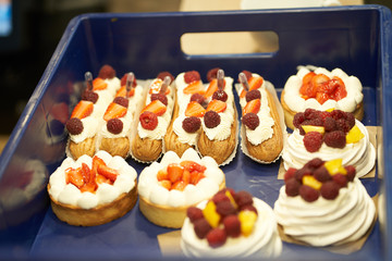 set of different cakes in a tray