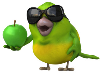 Fun green bird - 3D Illustration