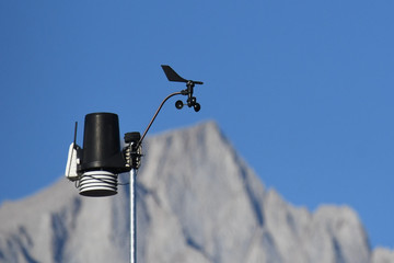 Weather station with Lone Pine Peak in background, Owens Valley, California 