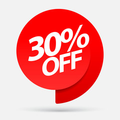 Sale of special offers. Discount with the price is 30. An ad with a red tag for an advertising campaign at retail on the day of purchase. vector illustration