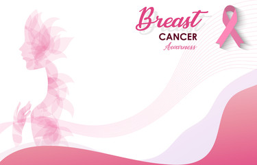 Pink Ribbon Butterfly Breast Cancer Awareness Banner Flat Vector Illustration for support and health care. October is Cancer Awareness Month. Vector illustration