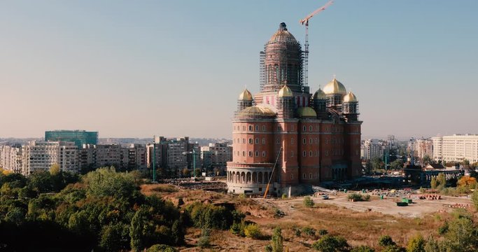 Construction site of &ldquo;Catedrala Mantuirii Neamului&rdquo; (People's Salvation Cathedral), a christian orthodox cathedral in Bucharest, Romania, near the Palace of Parliament