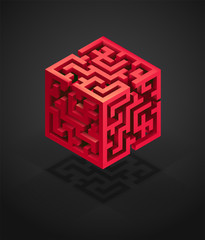 Obraz premium vector volumetric maze, search for solutions and yourself. mind games concept