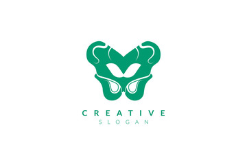 Vector illustration of pelvic bone shape design. Minimalist and simple logo, flat style, modern icon and symbol.