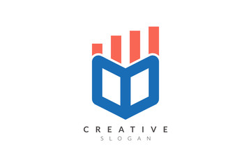 Vector illustration design of a combined form of a bar chart with geometric shape. Minimalist and simple logo, flat style, modern icon and symbol.